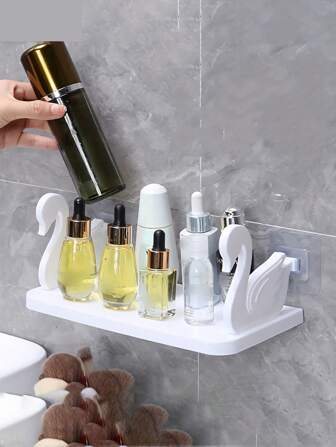 3pcs Wall Mounted Bathroom Storage Shelves, Bathroom Shampoo Cosmetic Storage Shelf, Bathroom Rack, Cosmetic Organizer, Shampoo Gel Holder Storage Rack For Bathroom Accessories Home Bathroom Decor Bathroom Organizer Fall Decor Back To School