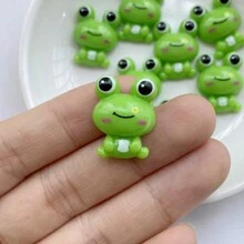 12颗彩色3D绿色青蛙造型装饰鹅卵石，适用于DIY剪贴簿、家居装饰和手工制作——可爱迷你桌面装饰 - 綠色 - 查看 4
