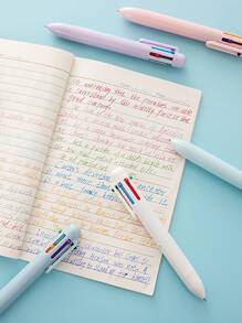 1pc Pure Design Multi Color Ballpoint Pen 0.5mm 6 In 1 Roller Ball Pen Spot Liner Marker Office School Back To School