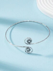 1 chiếc vòng tay nữ kiểu xoắn ốc bằng dây kim loại bạc cổ điển. - Màu Bạc Cổ - Xem 2