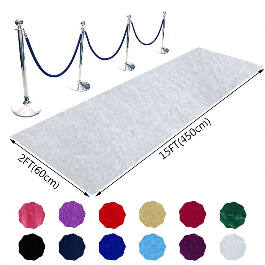 1pc,White Wedding Aisle Runner Luxury Velvet Fabric Carpet Runway