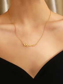 1 件不锈钢 MAMA 字母吊坠项链，母亲节个性化礼物