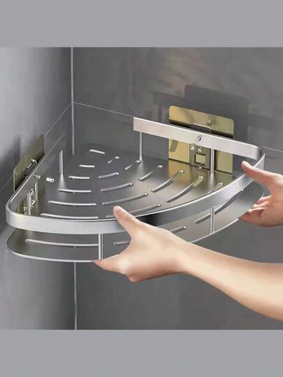 Space Aluminum No-Drill Corner Shelf, Wall-Mounted Spice Rack For Kitchen & Bathroom, Multi-Layer Storage Organizer