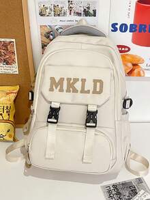 Ba Lô 1Pc Cho Bé Gái 2024 Ba Lô Học Sinh Trung Học Nylon Mới Cho Bé Trai, Sức Chứa Lớn Và Phong Cách Đơn Giản Ba Lô Du Lịch Cho Nữ Ba Lô Quà Tặng Ngày Của Cha Túi Đi Học Mùa Hè - trắng - Xem 3