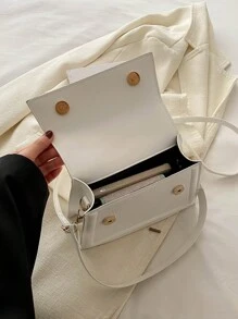 Túi xách tay tối giản, phong cách thường ngày, túi đeo chéo vai thời trang retro mới, túi đeo vai màu trơn tiện dụng cho công sở. - trắng - Xem 11