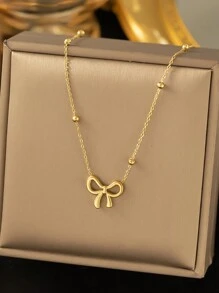 1入316L不鏽鋼蝴蝶結女士項鍊，18K金鍍蝴蝶設計項鍊，適合送給女友、母親、姐妹的完美禮物 - 彩色 - 查看 3