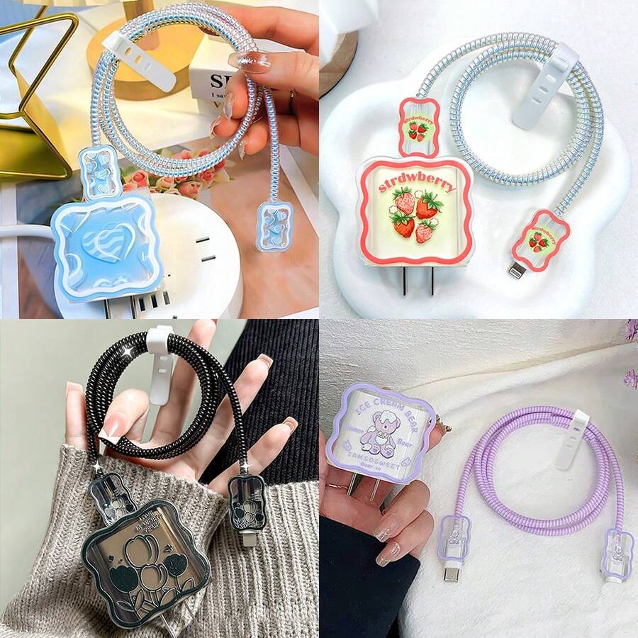 5pcs/Set Apple Charging Cable Protector, Prevent Breakage, Case Cover Compatible With IPhone Charger - Multicolor - View 1