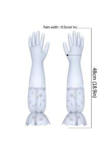 1 par Guante para lavar platos con estampado de margarita impermeable - Blanco - Ver 4