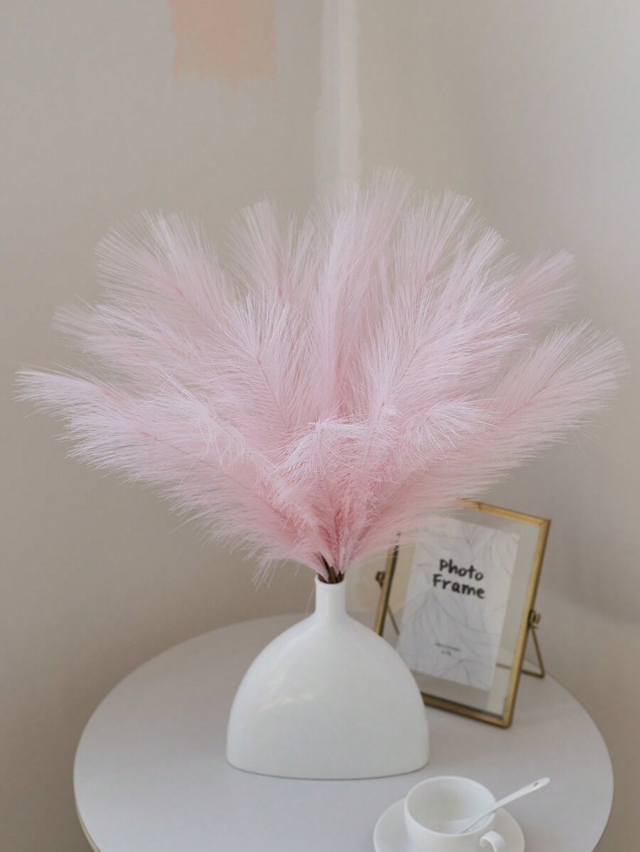 5/10/20/50pcs 52cm Pink Faux Pampas Grass Artificial Reeds Fluffy