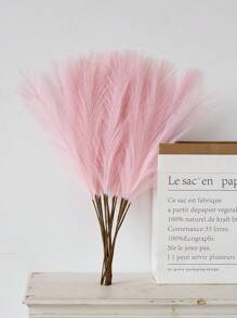 10/20/50pcs Pink Faux Pampas Grass Artificial Reeds Large Tall Fluffy Artificial Fake Flower Bulrush Reed Grass Artificial Plants Boho Decor For Wedding Party Decoration, Home Living Room Bedroom Decor, Vase Arrangement, DIY Photoshoot Props,Fall Decor,Autumn