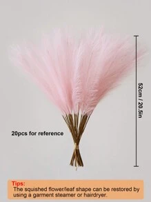 10/20/50pcs Pink Faux Pampas Grass Artificial Reeds Large Tall Fluffy Artificial Fake Flower Bulrush Reed Grass Artificial Plants Boho Decor For Wedding Party Decoration, Home Living Room Bedroom Decor, Vase Arrangement, DIY Photoshoot Props,Fall Decor,Autumn