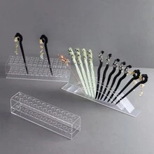 1入組亞克力髮夾收納架，雙層透明梳子展示架，適用於傳統髮飾和文具 - 無色 - 查看 1