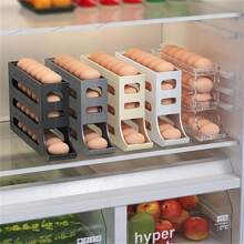 1 Piece Large Capacity Refrigerator Egg Crisper-Fresh Egg Automatic Roll Rack,Kitchen Storage & Organization,Organizer,Organiser,Decor,Decorations - Beige - View 1