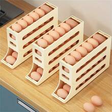 1 Piece Large Capacity Refrigerator Egg Crisper-Fresh Egg Automatic Roll Rack,Kitchen Storage & Organization,Organizer,Organiser,Decor,Decorations - Beige - View 2