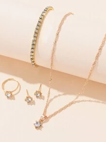 5入組小鑽石手鍊女孩珠寶套裝 - 金色 - 查看 3