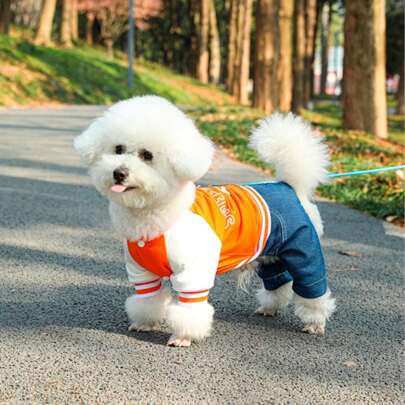 1 pezzo Maglietta per animali domestici con stampa numerica, leggera per la primavera/autunno, con design a 4 zampe, adatta per cani piccoli come il Teddy, adatto anche per gatti e cani