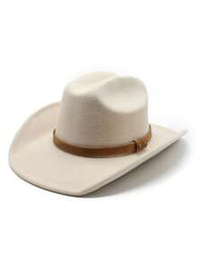 1頂女士柔軟毛呢牛仔帽，帶編織帶設計，適用於夏季戶外活動，包含塑料加強和包裝