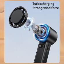 AOYI 便攜式手持式渦輪風扇，帶冷卻冰包，100級可調節風速，帶LED顯示屏，附底座，強大電池續航(4800mAh)，USB供電，採用先進的冷卻技術。