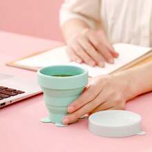 1入可摺疊、可壓縮的可愛動物設計矽膠杯子，易於存放，適用於戶外旅行攜帶 - 彩色 - 查看 1