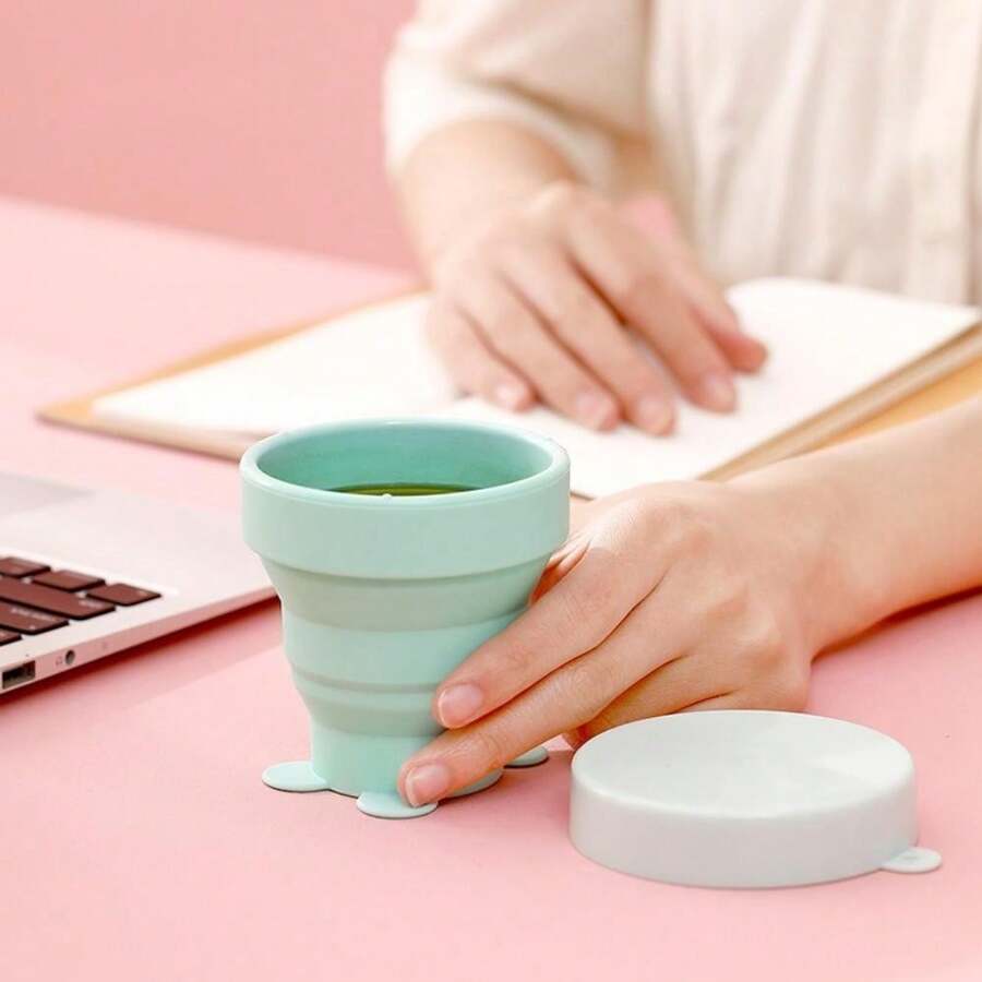 1入可摺疊、可壓縮的可愛動物設計矽膠杯子，易於存放，適用於戶外旅行攜帶 - 彩色 - 查看 1