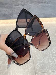 3副女士猫眼眼镜，适合日常出行和摄影，复古风格，适合夏季海滩度假、户外活动和旅行。 - 黑茶 - 查看 5