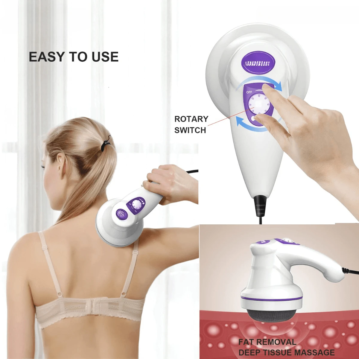 Masajeador de celulitis de mano, moldeador corporal, masajeador de grasa abdominal, vibrador doméstico para caderas, cintura, brazos y piernas