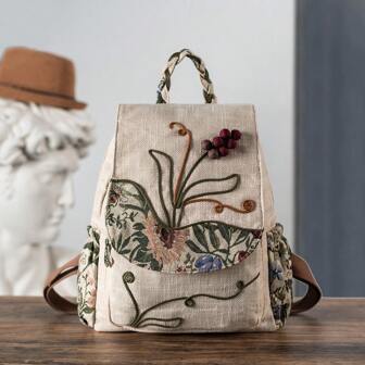 1pc Randomly Cut Bohemian Style Handmade Grape Shape Original Fashion Backpack With Multiple Compartments, Large CapacityPortable,Lightweight, Suitable For Teen Girls Women College StudentsHoliday,Beach,Vacation