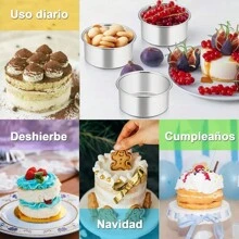 2 Moldes de Aluminio Para Hornear Pasteles o Chocoflan de 16 cm - Plateado - Ver 2