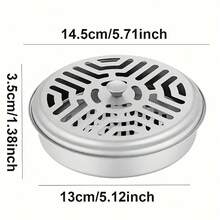 1pc Portable Mosquito Coil Holder, Round Incense Box For Home And Camping - Stainless Steel Mosquito Coil Burner For Indoor And Outdoor Use Camping Stuff - Silver - View 3