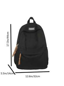 Mochila versátil para hombres con capacidad grande de estilo minimalista para viajes y desplazamientos al aire libre en unicolor. Regalos para el día del padre o para la universidad - Negro - Ver 2