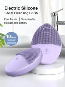 Silicone Face Brushes For Cleansing And Exfoliating, Waterproof Electric Face Cleansing Brush,  Facial Scrubber Exfoliator Brush,  Face Cleansing Brush, Face Scrubber - Purple - View 2