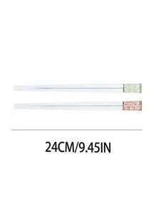 2/5 Pairs Cherry Blossom Amber Color Creative Tableware Chopsticks, Anti-Slip High-Temperature Resistant Antibacterial Alloy Chopsticks For Home Use,School Supplies