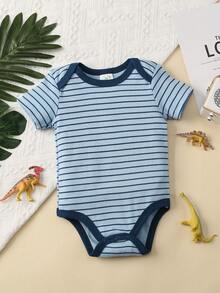 【3件套】新生男宝宝短袖动物纹连体衣，春夏款 - 白色 - 查看 6