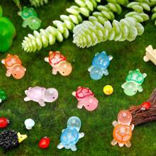 8/24入組迷你烏龜發光小烏龜玩偶，小巧迷你海洋海龜裝飾品，DIY家居花園景觀水族箱裝飾用魅力吊飾（隨機顏色） - 彩色 - 查看 3