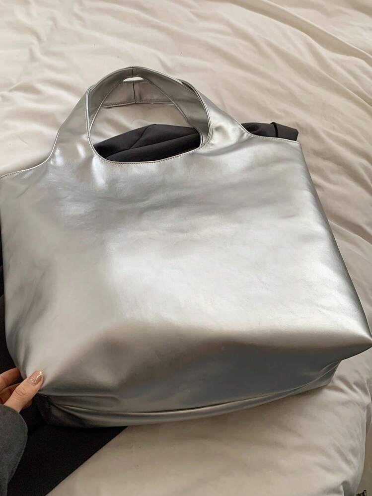 Dedoo 2024 New Women's Casual Large Capacity Handbag, Comfortable Shoulder Strap, Portable Underarm Commuter Bag - Silver - View 5