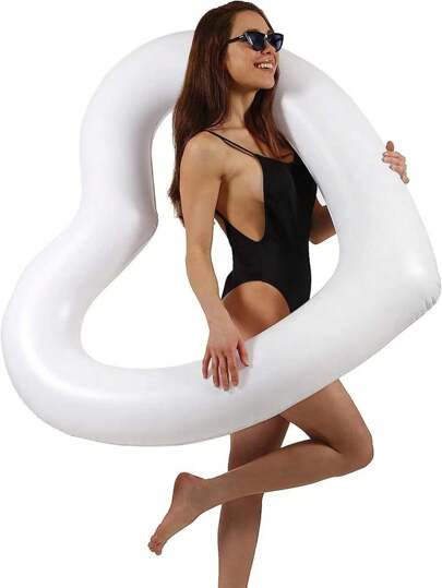 1PC White Heart Pool Float Inflatable Swim Water Ring Float Swimming Pool Float Loungers Tube For Summer Beach Party