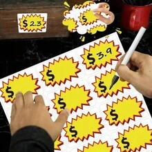75 etiquetas/conjuntos de etiquetas en blanco para etiquetas de precios, etiquetas de precios de pegatinas de explosión para promoción de precios de ropa de supermercado - Multicolor - Ver 5