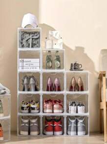 Pack Of 1 Shoe Storage Box, ASSORTED Color Stackable Clear Clear Plastic Stackable Acrylic Organizer, Acrylic Clear Shoe Storage Box, Shoe Box, Clear Plastic Stackable Shoe Organizer,1PC - Multicolor - View 3