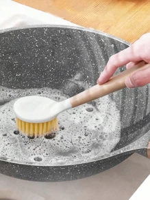 1 pezzo Spazzola da cucina con manico lungo per il lavaggio delle pentole, resistente agli oli, dotata di impugnatura anti-scottatura, per la pulizia di pentole e piatti, cucina, bagno, uso domestico, accessori per la casa