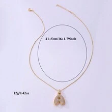 1 pieza Colgante de letra "gorda" de circonita cúbica y cobre micro incrustada con cadena de caja de acero inoxidable, disponible en 26 letras opcional, diseñado para mujeres de todos los días, collar elegante y con estilo - Collar Cadena Letra + Caja - Ver 5