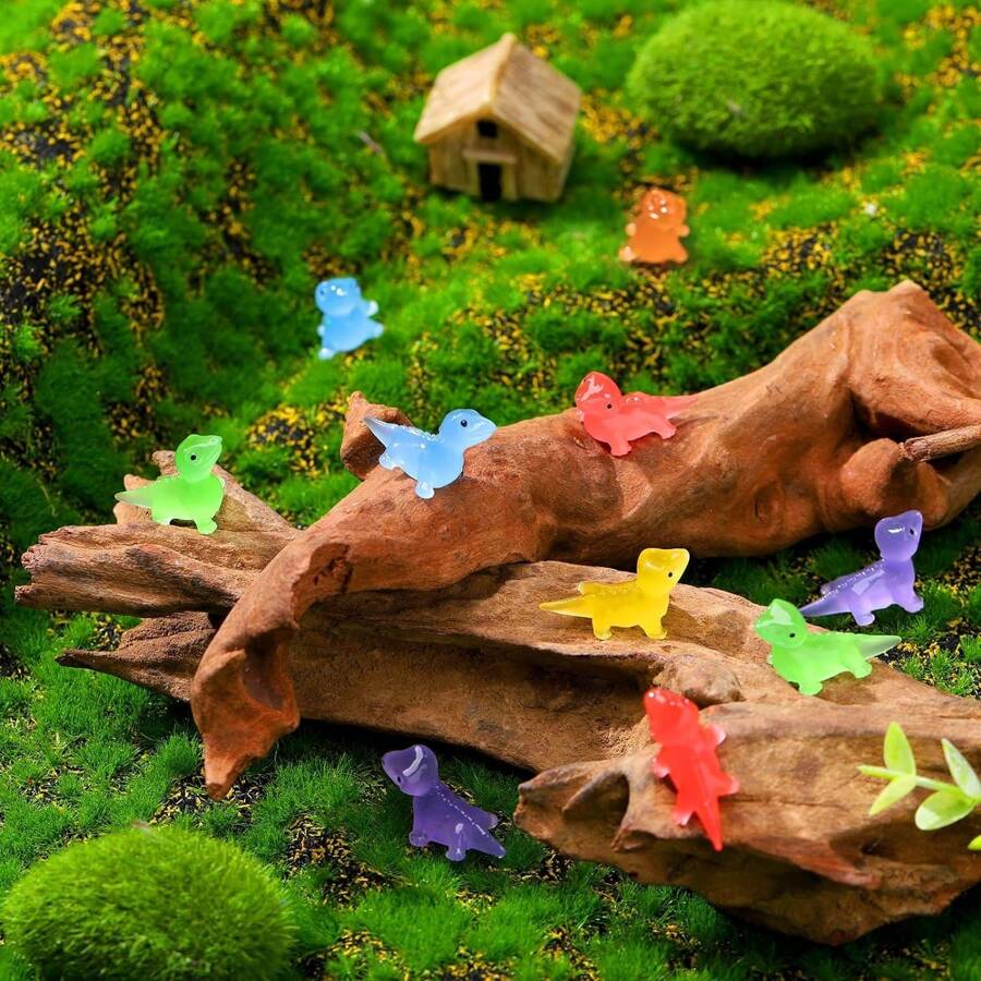 10/30/50Pcs Mini Glow Lizard Miniature Statue Cute Resin Lizard Figure