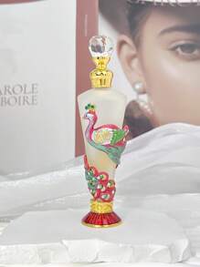 Bottiglia di profumo vintage da 25 ml con cristalli, con decorazione a cono smaltato e cubica a forma di pavone, dispenser di olio essenziale da viaggio (solo bottiglia vuota, senza profumo), adatto per vacanze al mare, bagno, camera da letto, grande capacità