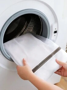 1入組白色雙拉鍊網布洗衣袋，可適用於內衣、襪子、內褲、運動鞋、嬰兒衣等，適用於洗衣機和旅行收納，且具防鏽功能 - 白色 - 查看 3