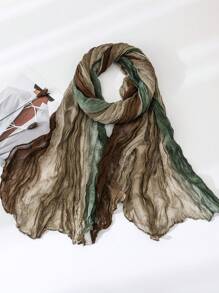 女士褶皱渐变效果超柔软围巾，防晒轻质雪纺颈巾，具有防皱功能，适合圣诞节冬季秋季 - 彩色 - 查看 18