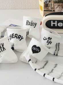 5 pares/paquete Calcetines cortos de seda de cristal delgados de color aleatorio para verano - Multicolor - Ver 4