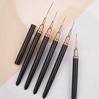 1 套/5 支美甲笔，带拉绳，塑料笔尖，适合专业和日常使用