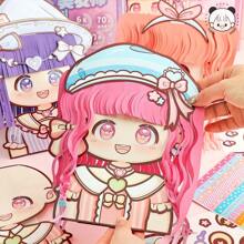 1入組Tirado DIY髮型師女孩安靜遊戲書髮型師設計，兒童手工DIY材料套件，學校、學生、文具、學用品 - 彩色 - 查看 2