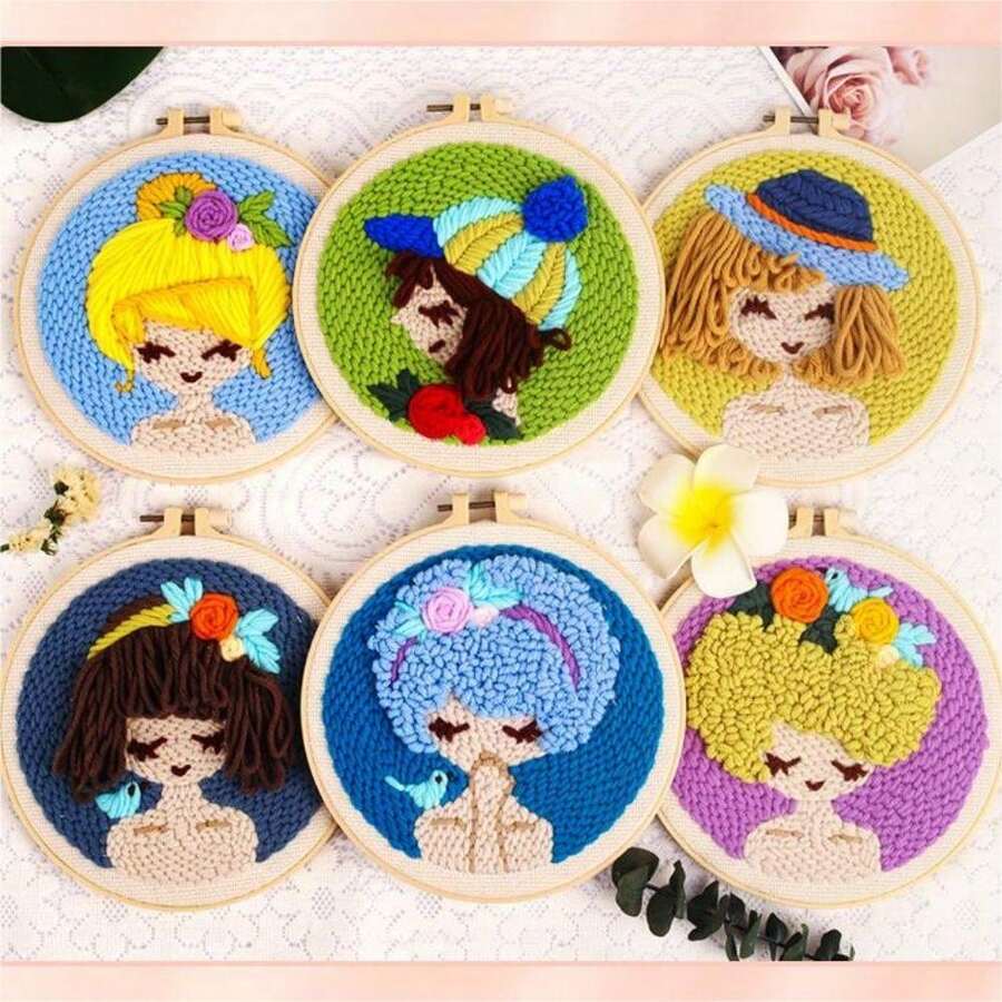 Original Russian Punch Needle Embroidery Coarse Thread DIY Material Set For Girls, Simple Beginner Kit - Multicolor - View 1