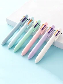 1pc Pure Design Multi Color Ballpoint Pen 0.5mm 6 In 1 Roller Ball Pen Spot Liner Marker Office School Back To School