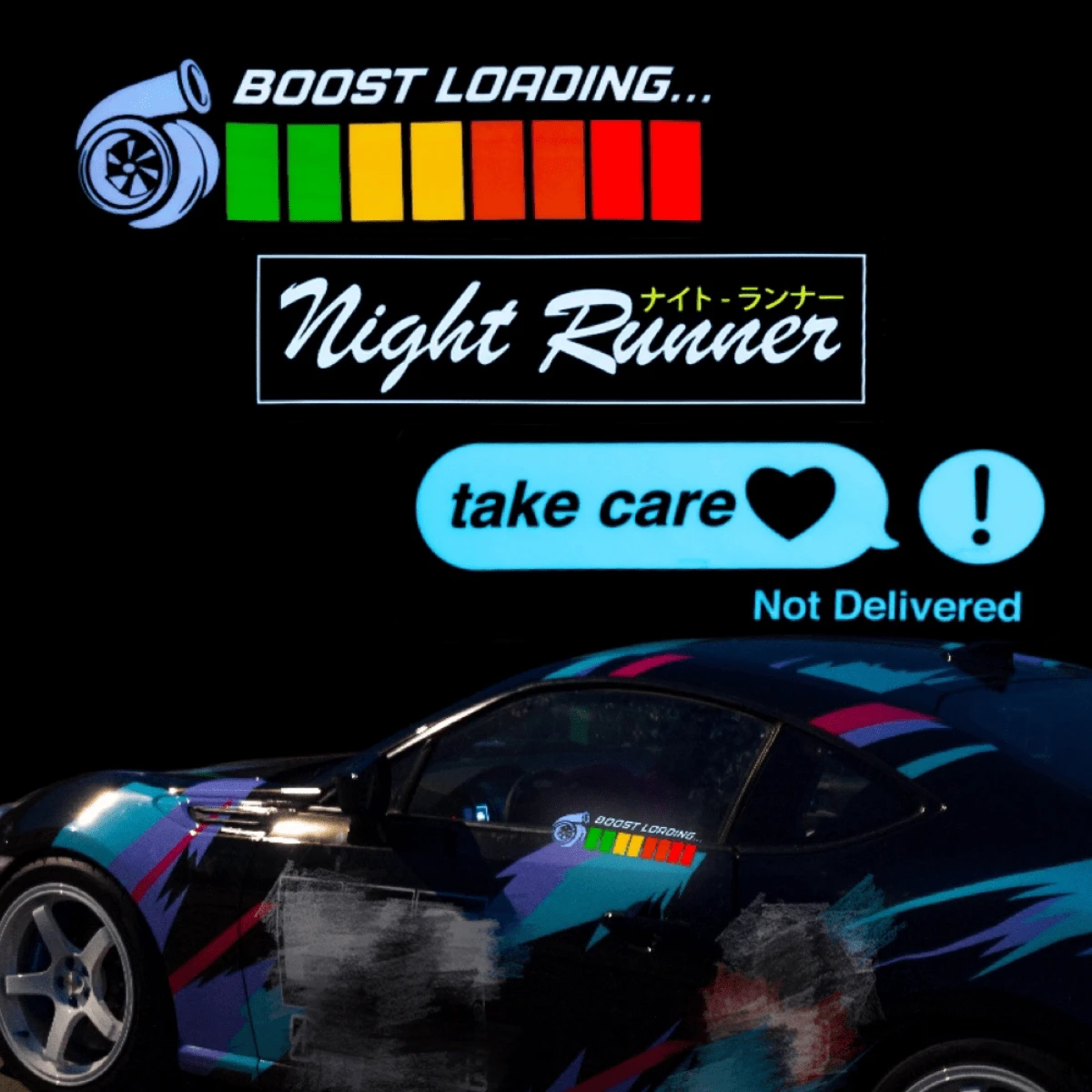 Car Window EL Wire Stickers JDM Decoration Glow Panel Electric Flashing ...